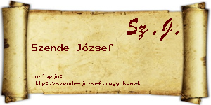 Szende József névjegykártya